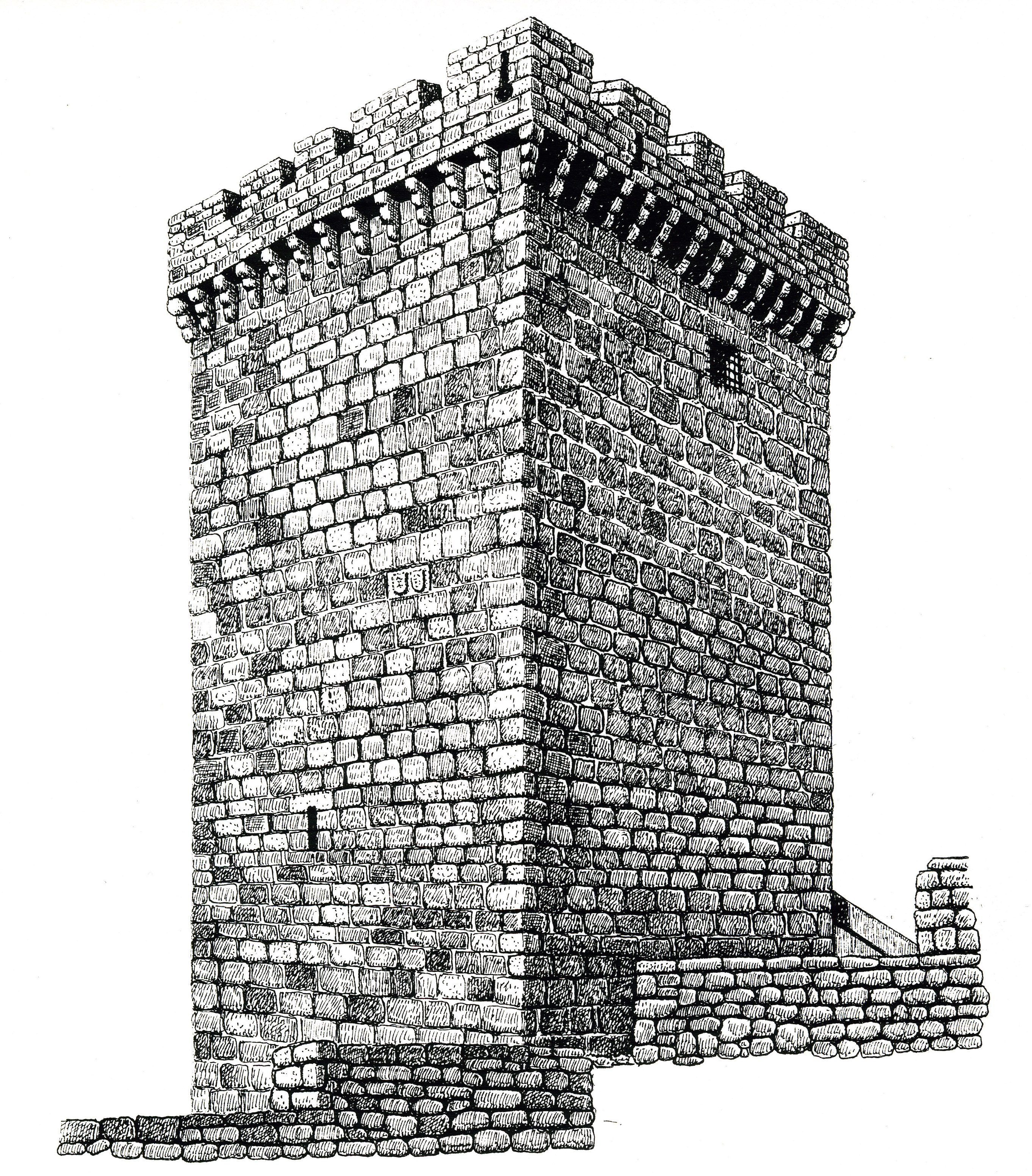 Dibujo del castillo de Monforte de Lemos realizado por Xosé Antón García González-Ledo